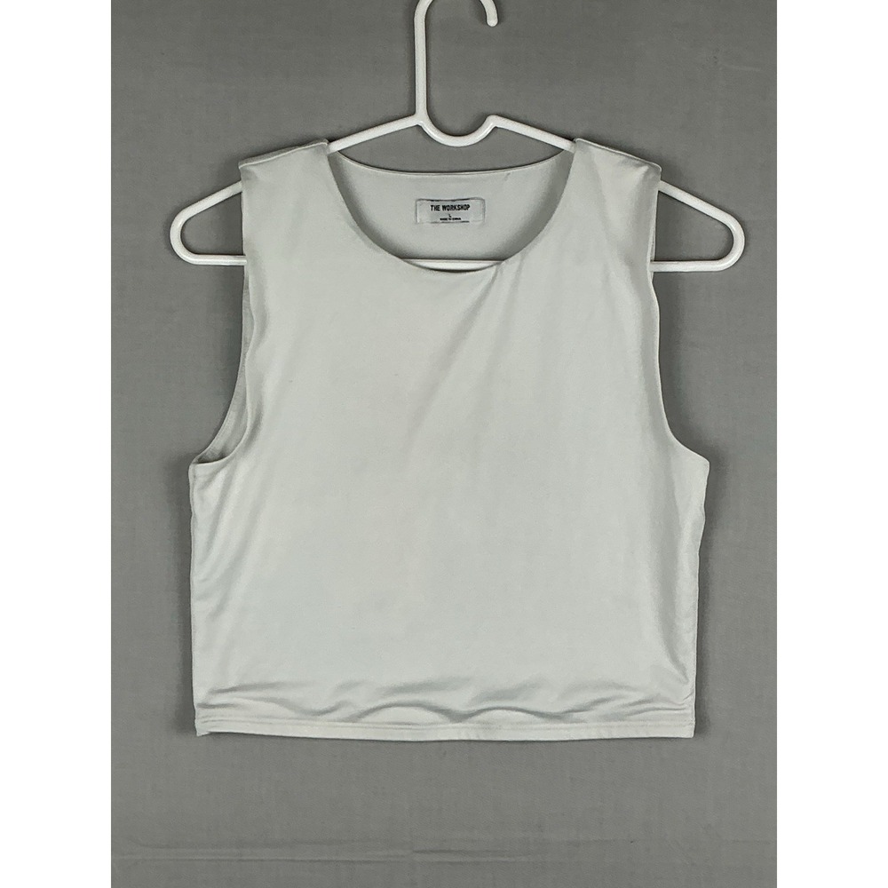 The Workshop Juniors Sleeveless Crop Tank Top‎ White Size L